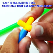 Skoolzy STEM Toys Connecting Straws Building Kits - Fine Motor Skills Interlocking Engineering Builder Set Preschool Activity Building Toys for Boys or Girls Ages 3 4 5 6 7 8 9 10 Year Old + Tote