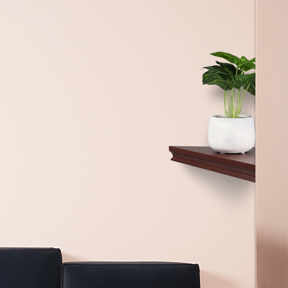 Set of 2 Floating Corner Wall Shelf, Modern Furniture Shelves Storage, Brown