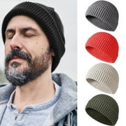 Warm Hip Hop Beanie Hat Chunky Cuffed Knitted Hat Winter Warm Hat For Women Men