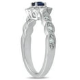 thumbnail image 2 of Pompeii 5/8 ct Blue Sapphire Halo Vintage Diamond Engagement Ring 14k White Gold, 2 of 3