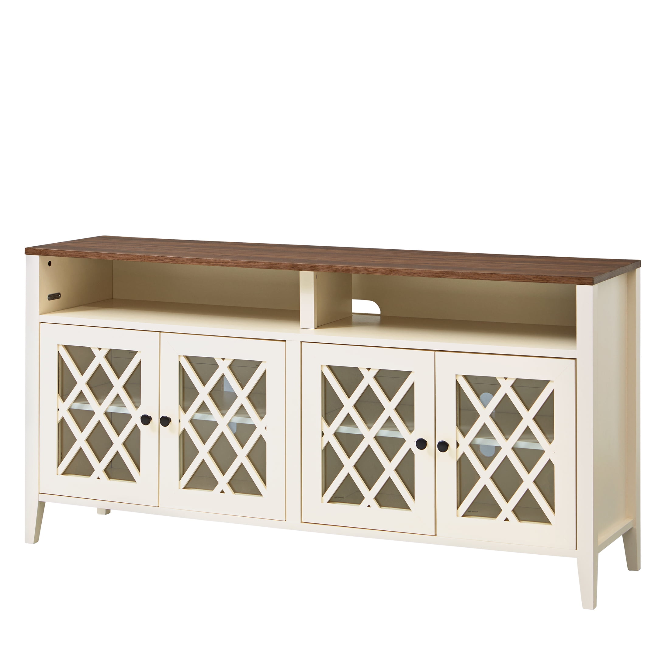 Better Homes & Gardens Trellis TV Stand for TVs up to 65", Ivory/Walnut