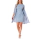 thumbnail image 1 of Conjunto de vestido de encaje floral con lentejuelas para mujer INSPIRE CHIC con cubierta de gasa de 2 piezas L azul, 1 of 6