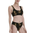 thumbnail image 2 of Daiia Gold Glitter Pineapples printed 2 piece Swimsuit Bikinis for Women High Waisted Racerback Bathing Suits Summer Tummy Control Scoop Neck Swimwear-Medium, 2 of 8
