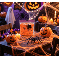 thumbnail image 2 of Stretchy Halloween Spider Silk, 20G Fake SPIDER Silk with 2 Pcs Plastic SPIDER, Spooky Stretch SPIDER Webbing for Indoor & Outdoor Halloween Party Decorations,Orange, 2 of 6