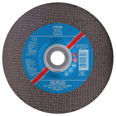SGP-INOX Depressed Center SGP Cut-Off Wheel, 6 in dia, 0.045 in Thick, 7/8 in Arbor, 46 Grit | Bundle of 2 Each