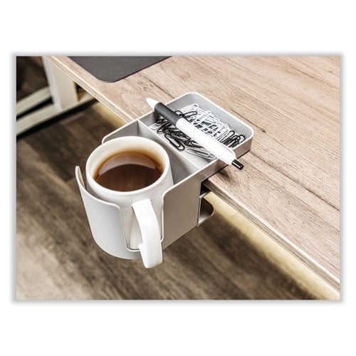 Standing Desk Cup Holder Organizer, Two Sections, 3.94 x 7.04 x 3.54, Gray | Bundle of 10 Each