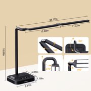 Lococo LED Desk Lamp with USB Charging Port, Type-C and AC Outlets, Surge Protection, Modern Style for Home Office
