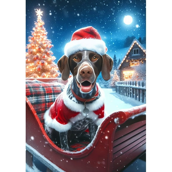German Shorthair Pointer - Best of Breed DCR Christmas House Flag 28" x 40"