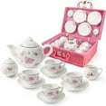 thumbnail image 3 of PENGXIANG Porcelain Tea Set for Little Girls with Pink Picnic Basket  Floral Design  13, 3 of 6