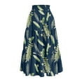 thumbnail image 6 of Floral Midi Skirt for Women Summer Comfy Tiered Elastic High Waisted Skirts Vacation A-Line Flowy Swing Long Skirts Dark Green L, 6 of 6