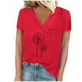 thumbnail image 2 of Wancir Women's Floral T-Shirts V-Neck Dandelion Sun Flower Graphic Casual Tee Boho Tops Cute Wildflowers Shirts, 2 of 4