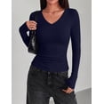 thumbnail image 4 of Zeagoo Long Sleeve Shirts for Women V Neck Top Ribbed Knit Fitted Basic Tee Going Out Tops Casual Fall Trendy, 4 of 6