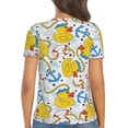 thumbnail image 3 of Fuzoiu Ducks and Anchors Print Women's V-Neck T-Shirt,Women's Short Sleeve Top, Comfortable for Work, Leisure, and Sports, 3 of 7