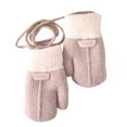 thumbnail image 1 of Mightlink 1 Pair Hanging Rope Halter Thickened Fleece Lining Winter Gloves Letter Logo Solid Color Baby Knitting Mittens, 1 of 7