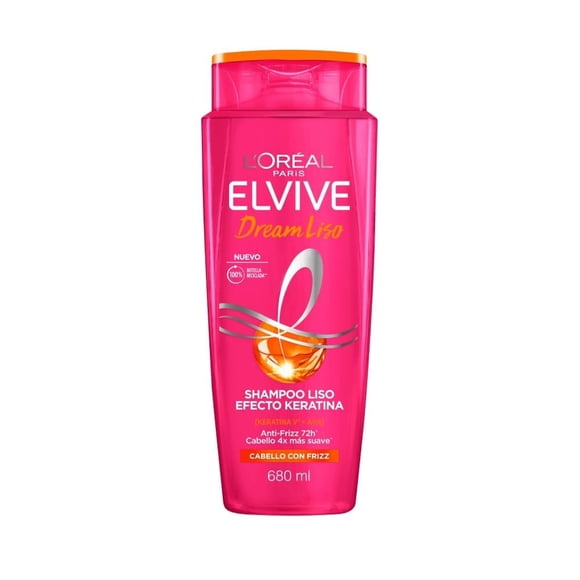 Shampoo L'Oréal Paris Dream Liso Efecto Keratina, Anti frizz 72hrs 680ml