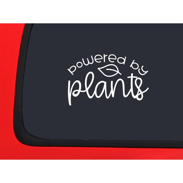 Car Sticker Powered By Plants Greens Healthy Lifestyle Vegetarian Car