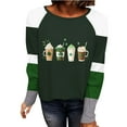 thumbnail image 5 of TrendVibe365 Green Womens Long Sleeve Shirts Plus Size St Patricks Day Plus Size Round Neck Polyester Casual St. Patricks Day Blouse Tops for Irish Themed Gifts 3XL, 5 of 5