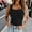 Black, variant on Women's Square Neck Tank Top Sleeveless Wide Strap Form-Fitting Camisole Red XL