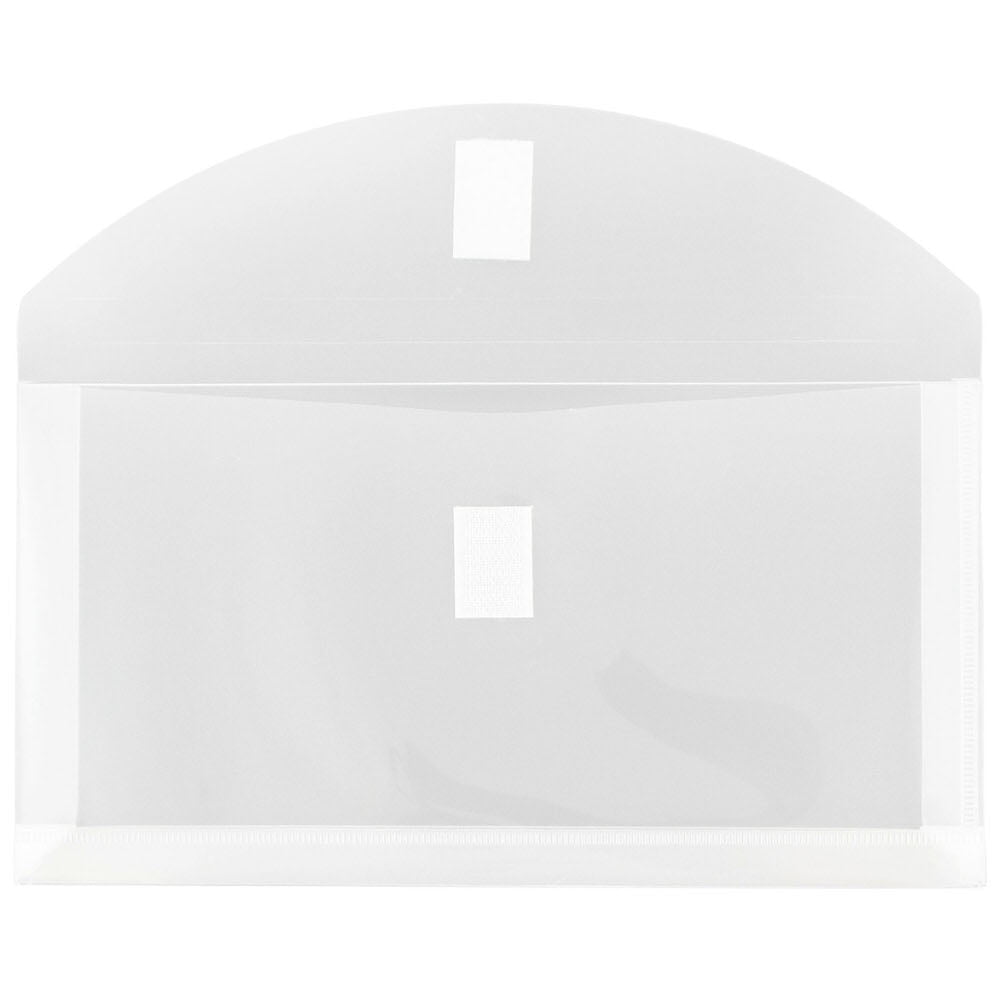 JAM Paper Plastic Expansion Envelopes, Hook & Loop Closure, #10 Booklet Wallet, 5 1/4 x 10, 1 in Expansion, Clear, 3/Pack
