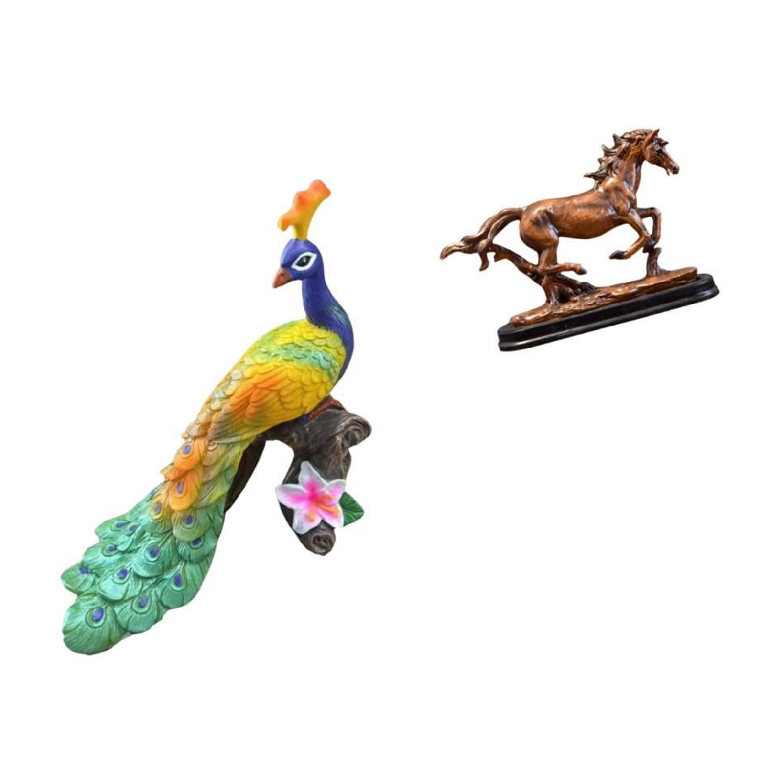 Miulika Peacock Sculpture Figurine Decorative Garden Ornament Crafts Statue for Home Decoration Yard Artwork Collectible Art Ornament Horse for Desk Decoration Bookcase Living Room Furniture