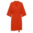 thumbnail image 6 of Miluxas Womens Robes , 100% Cotton Lightweight Robes 3/4 Sleeves Kimono Soft Loungewear Short Bathrobe Red 8(XL), 6 of 6