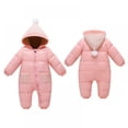 thumbnail image 4 of URMAGIC Infant Baby Winter Snowsuit Coat Romper Hoodied Footie Outwear Warm Jumpsuit for Girls Boys 12-18 Months, 4 of 13