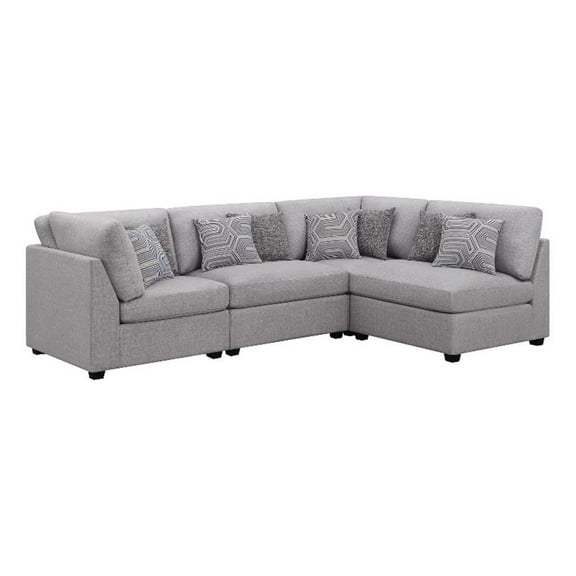 Pemberly Row 4-Piece Upholstered Fabric Modular Sectional in Gray