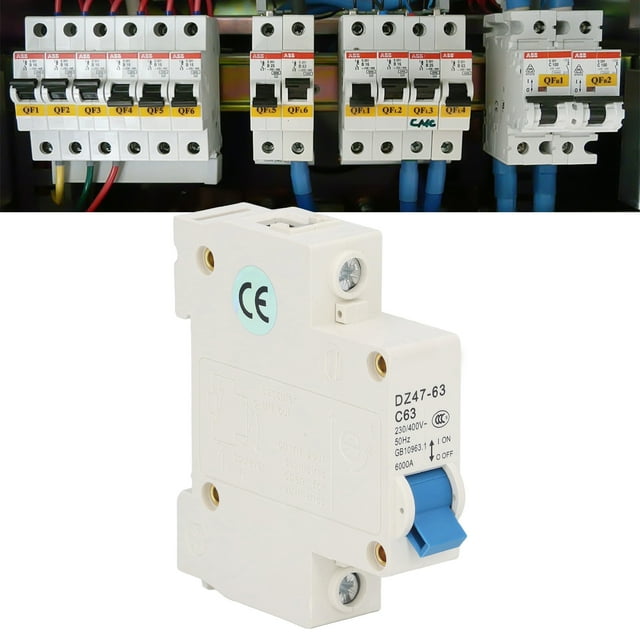 Residual Current Circuit Breakers, 230V 400V DIN Rail Mount Small 6000A Breaking Capacity 1P Miniature Circuit Breaker PA66 Nylon For Lighting