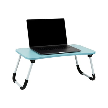 Mind Reader Foldable Bed Tray, Lap Desk with Fold-Up Legs, Freestanding Portable Table for Laptop, Tablet, Reading, Blue