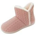 thumbnail image 3 of Monfince Winter Womens Warm Knitted High-tops Bootie Slippers Fluffy Plush Indoor Outdoor Shoes Comfy House Slippers Soft Sole Slippers, 3 of 6
