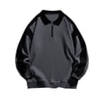 thumbnail image 3 of UVEASISHA Oversized Collared Sweatshirts for Men Quarter Zip Lapel Long Sleeve Pullover Tops Casual Loose Fit Polos Sweatshirt,Dark Gray,L, 3 of 4