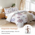 thumbnail image 7 of Christmas Snowflakes Bedding Duvet Cover Set Queen Size 4 Pieces Xmas Purple Brown White Background Bedding Set with Zipper Closure, 1 Comforter Cover 90x92 Inches 1 Flat Sheet & 2 Pillow Cases, 7 of 7