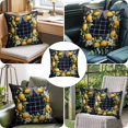 thumbnail image 6 of Spring Lemon Garland Throw Pillow Cover Watercolor Flowers Bow Black Plaid Cotton Linen Cushion Cover Throw Pillow Case with Invisible Zipper for Couch Sofa Bed Chair Car 24x24 Inch, 6 of 9