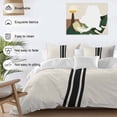 thumbnail image 3 of 3 Piece Black Geometric Stripe, Duvet Cover Set Twin Size, Microfiber Comforter/Quilt Cover with Corner Ties and 2 Pillowcases, Abstract Farmhouse Style All Season Soft Bedding with Zipper Closure, 3 of 8