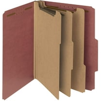 Recycled Pressboard Classification File Folder, 3 Dividers, 3" Expansion, Letter Size, Red, 10 per Box