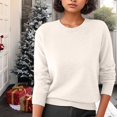 thumbnail image 5 of Sweaters for Women Long Sleeve Trendy Jumper Knitted Pullover Soft Warm Sweater Tops Beige M, 5 of 5