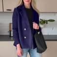 thumbnail image 3 of Women's Fashion Casual Color Block Long Sleeve Jacket Blue M, 3 of 6