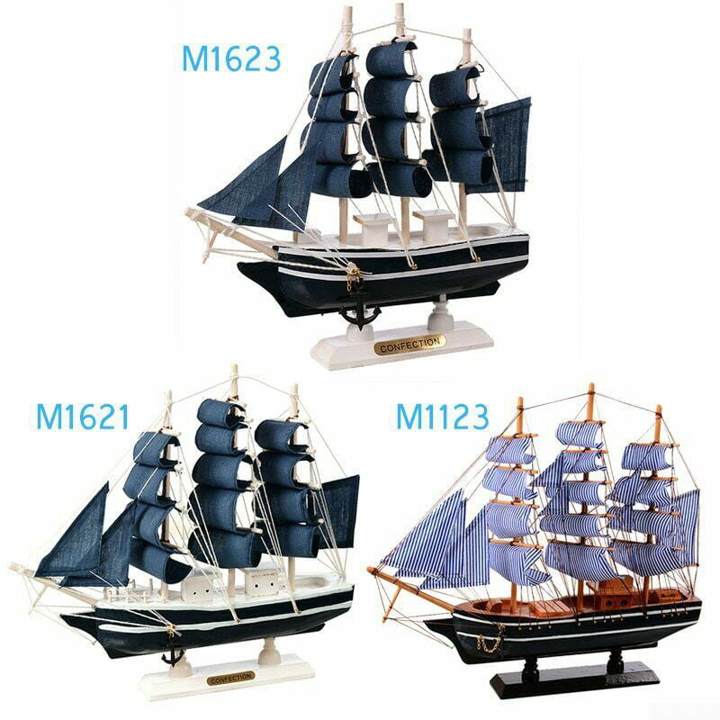 Details about   Sailing Ship Ornament Table Decoration Handmade Mediterranean Style Simulation 