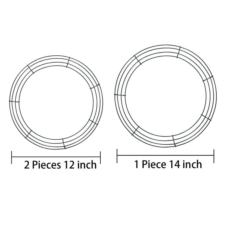 BBTO 3 Pieces Wire Wreath Frame Christmas Metal Round Wreath Form Holiday  Wire Ring for Floral Arrangements Craft DIY (Green, 10 Inch)