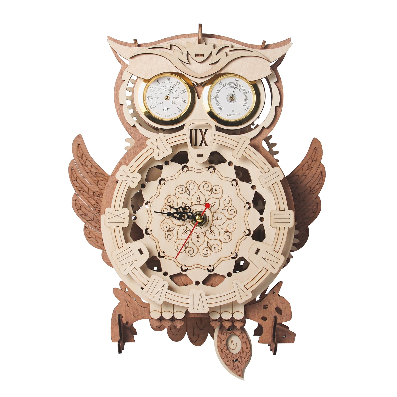 DIY Wooden Owl Clock Model Building Kit Woodcraft 3D Puzzle 