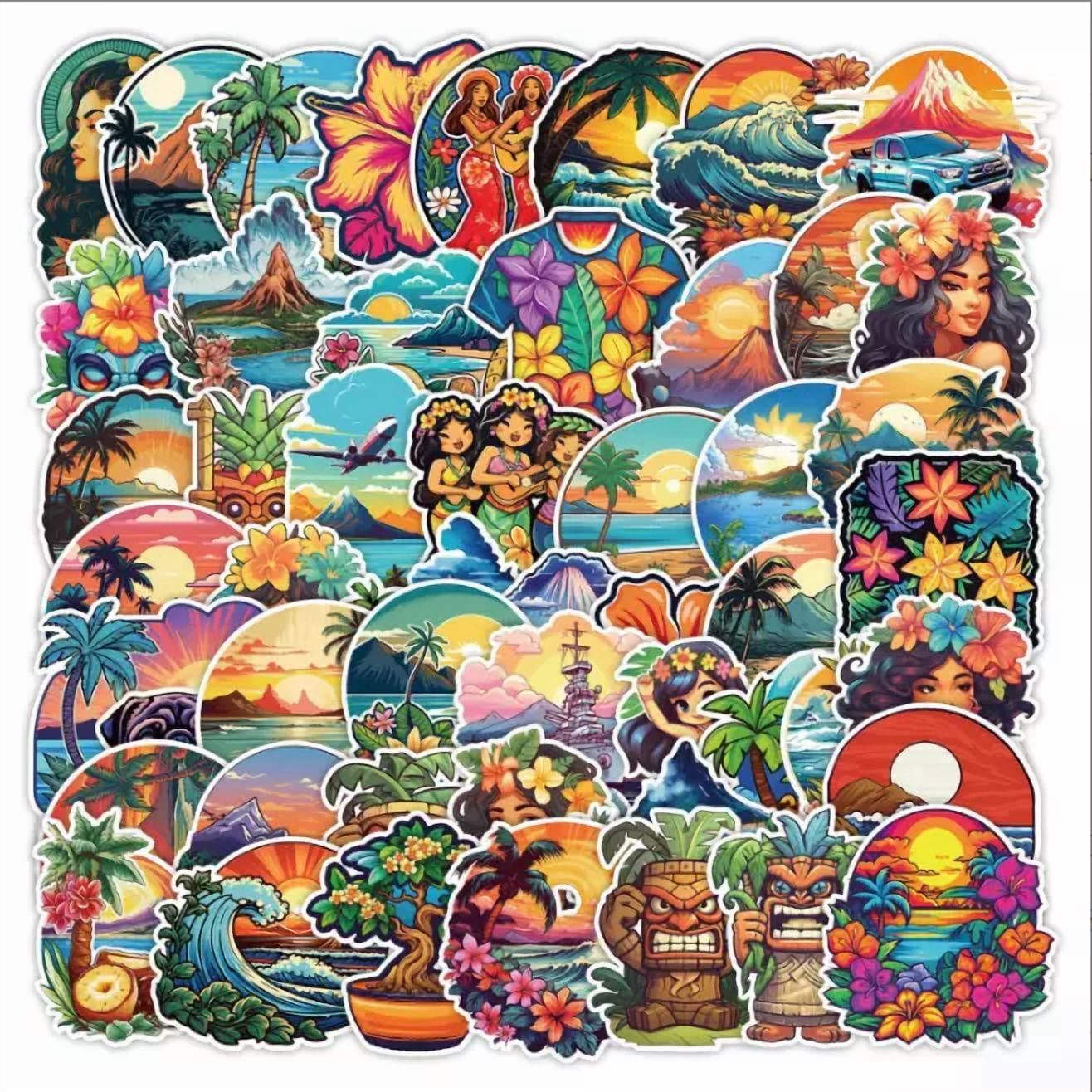 BUTTERFLY- 50Pcs Waterproof Vinyl Stickers Hawaii Beach Tree Aloha Luggage Phone Laptop Car