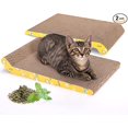 thumbnail image 1 of 1 rascador de cartón para gatos, rascador de cartón curvo reversible, alfombrilla para rascar gatos con cartón corrugado y hierba gatera, 40 x 25 cm, 1 of 1