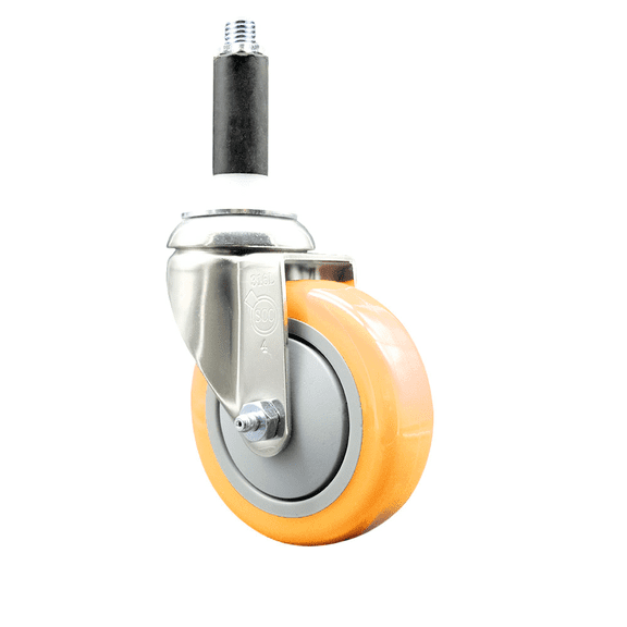 4 Inch 316SS Yellow Polyurethane Wheel Swivel 3/4 Inch Expanding Stem Caster