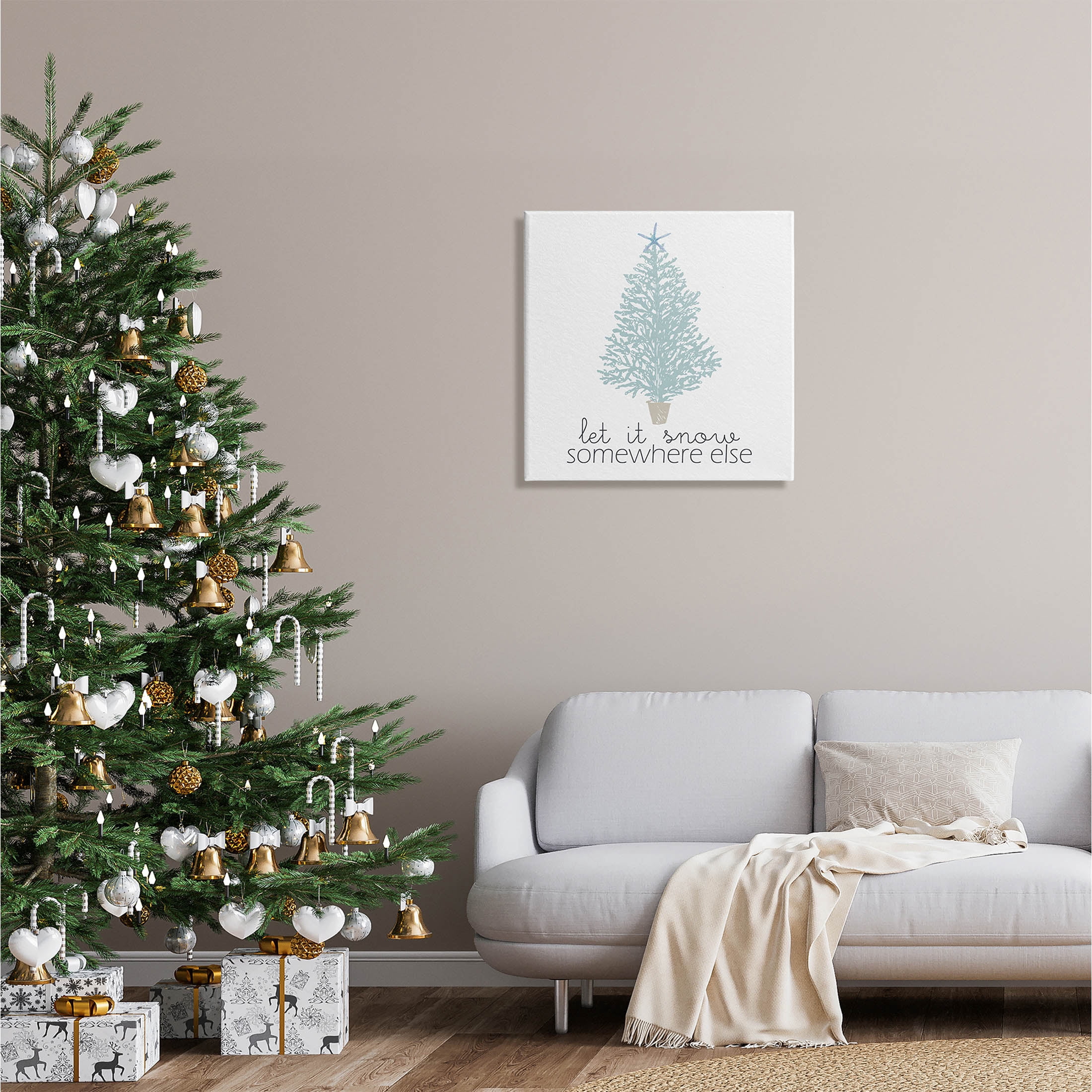 Stupell Industries Snow Somewhere Else Holiday Tree Graphic Art Gallery Wrapped Canvas Print Wall Art, Design by Kim Allen