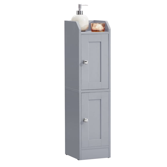 VASAGLE Slim Storage Cabinet with Reversible Doors, Adjustable Shelves, Dove Gray