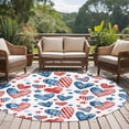 thumbnail image 5 of Independence Day Washable Round Area Rug 8 ft, U. S. Flag Themed Love Heart Five-Pointed Stars, Soft Non Slip Rugs Stain Repellent Indoor Felt Carpet for Living Dining Room Bedroom Home Office, 5 of 9