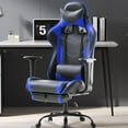 thumbnail image 2 of YRLLENSDAN Ergonomic Gaming Chair Adjustable Height with Footrest, Computer Chairs with Headrest and Lumber Support for Adults, PU Leather Desk Chair, Blue, 2 of 7
