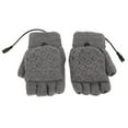 thumbnail image 4 of Heated Gloves, USB Heated Knit Gloves Half Fingerless Melange Gray  For Cold Weather, 4 of 8
