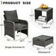 thumbnail image 2 of Yalissey 5 Pieces Wicker Patio Furniture Set , Patio Bistro Set with Ottoman and Table for Garden, Poolside, Backyard (Grey), 2 of 6