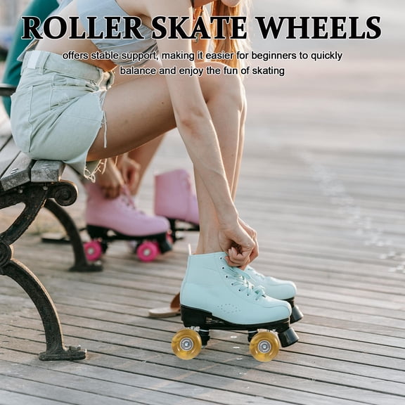 HOOWIFFY PU Quad Skate Wheels 82A Dual of 4 Outdoor Roller Skate Replacement Wheels